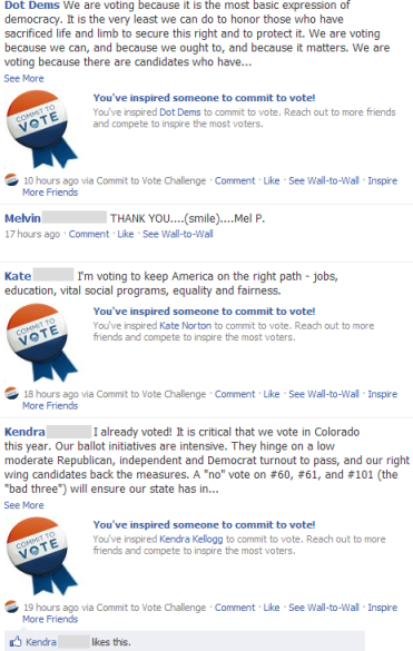 Screenshot of Wall feedback on the Commit to Vote Challenge